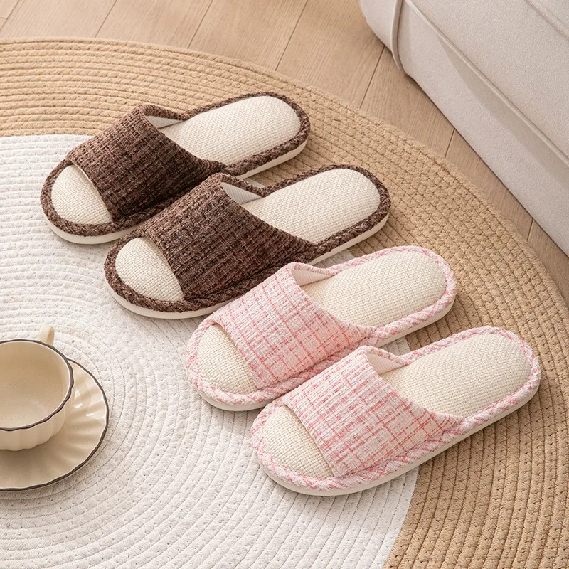 Home Textile - Męskie i damskie kapcie lniane, oddychające,